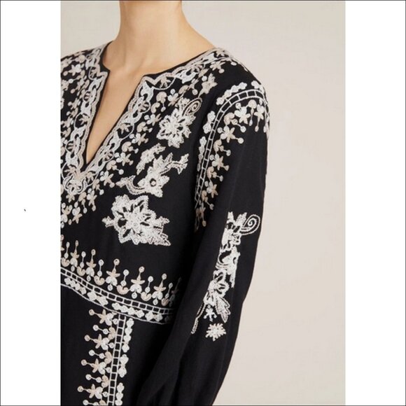 Anthropologie for Maeve Shiloh Black Embroidered Tunic Dress - Size 2 - NWT - Picture 2 of 10